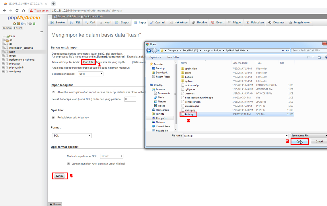 Import File SQL Di PHPMYADMIN