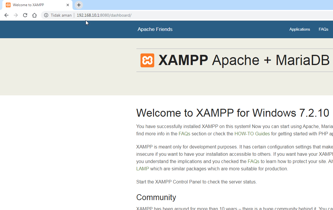 XAMPP Dashboard