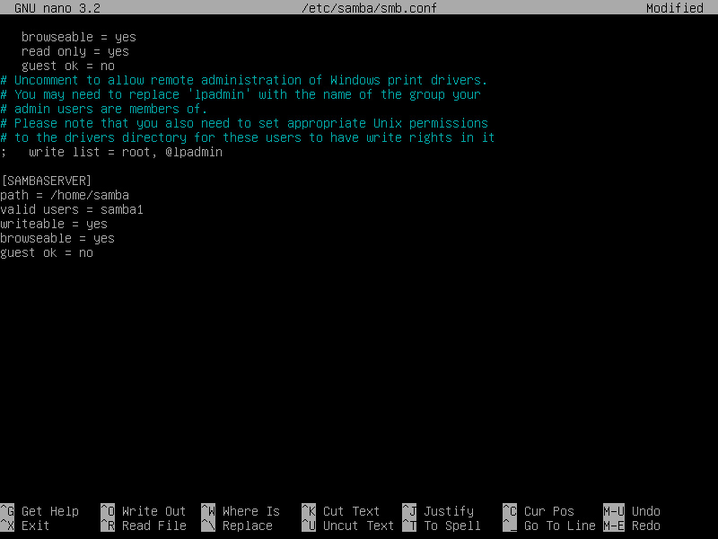 Edit File smb.conf