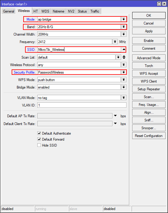 Konfiguasi Interface wlan Router1