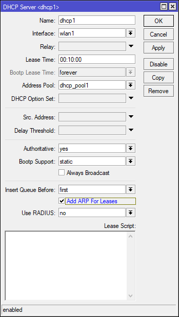 Konfigurasi DHCP Server Wlan Di MikroTik