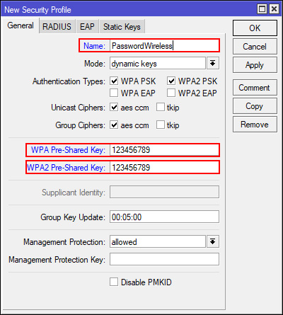 Security Profile Wireless