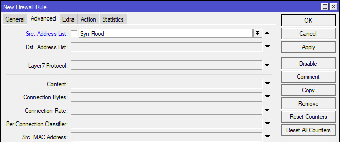 Advanced New Firewall Rule Src. Address List