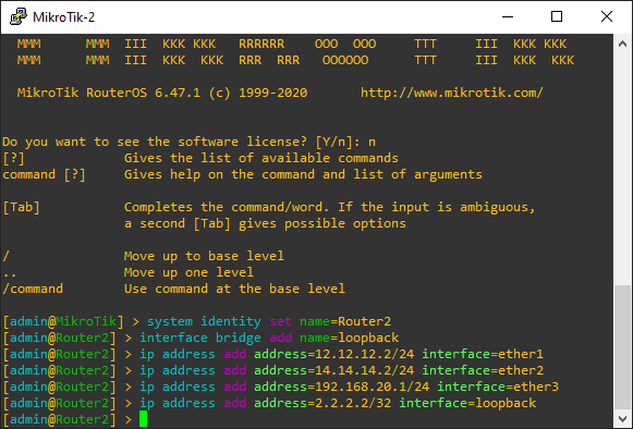 Konfigurasi IP Address MikroTik Router2