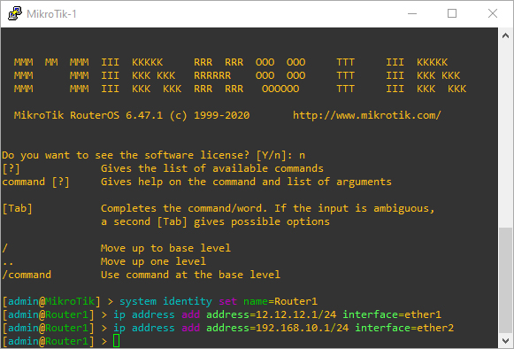 Konfigurasi IP Address Router MikroTik1