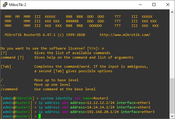 Konfigurasi IP Address Router MikroTik2