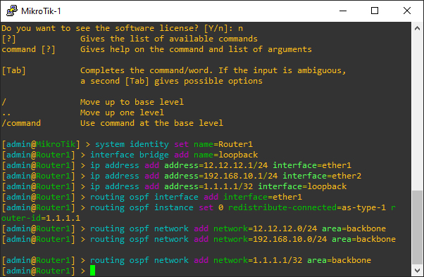 Konfigurasi OSPF MikroTik Router1