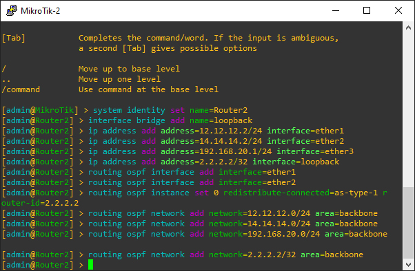 Konfigurasi OSPF MikroTik Router2