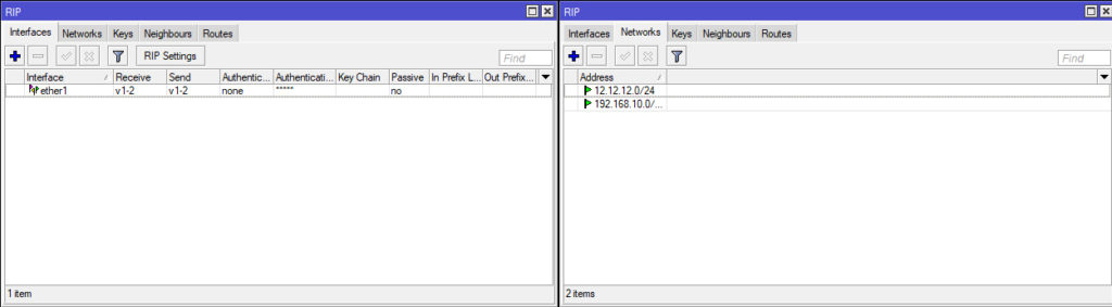 Konfigurasi RIP Router MikroTik1 Winbox