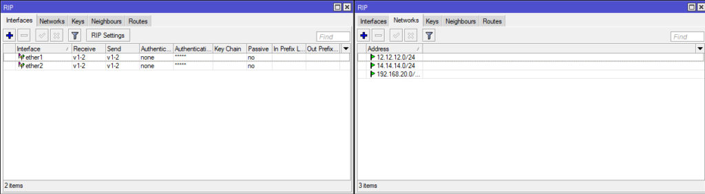 Konfigurasi RIP Router MikroTik2 Winbox