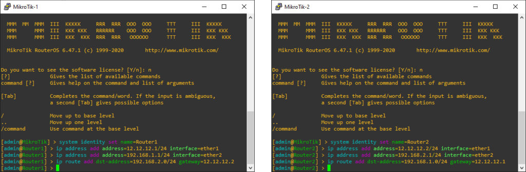 Konfigurasi Static Routing 2 Router MikroTik