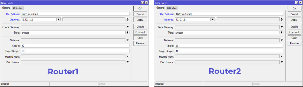 Konfigurasi Static Routing 2 Router MikroTik Winbox