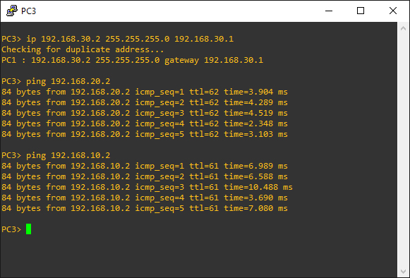 Test PING OSPF PC Client