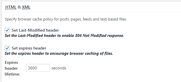 Set HTML and XML Expires Header W3Total Cache