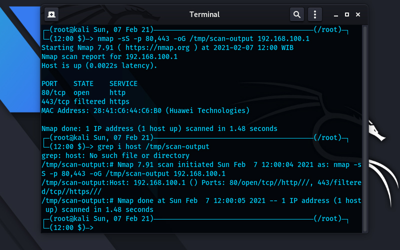 Mengelola Output Nmap