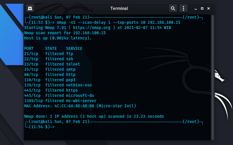 Mengontrol Waktu Pindai Untuk Nmap