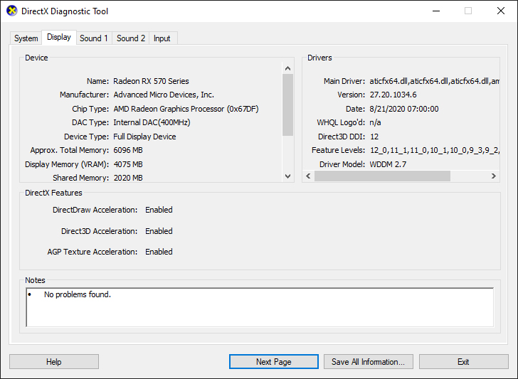 Check VGA Via DirectX Diagnostic Tool