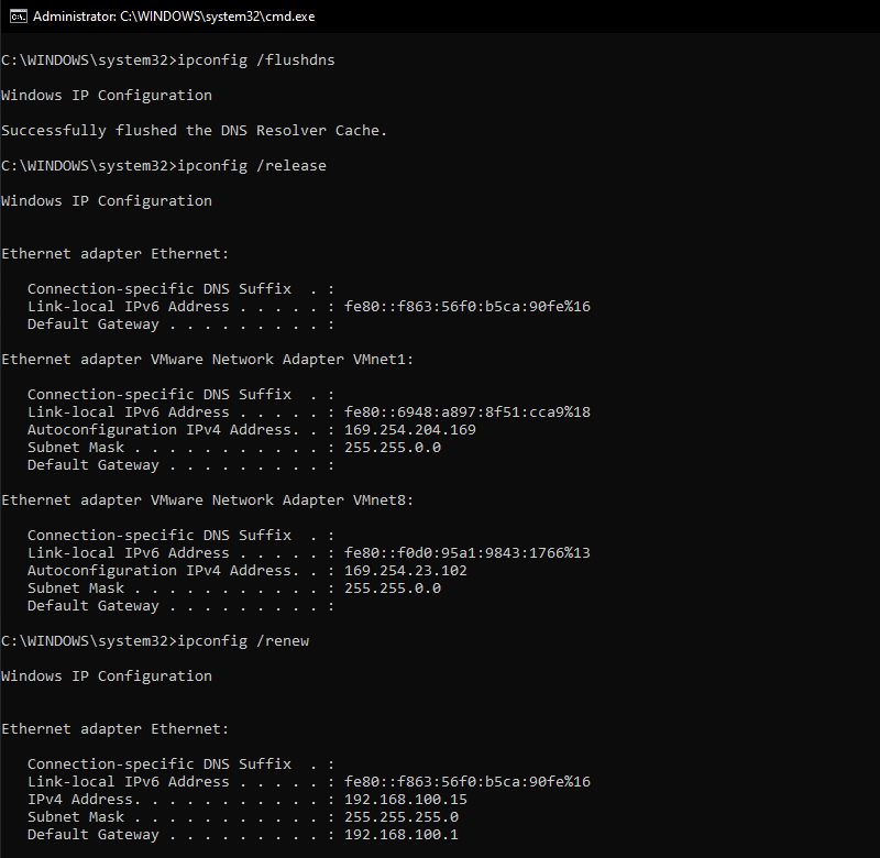 Flush DNS Dan Renew IP