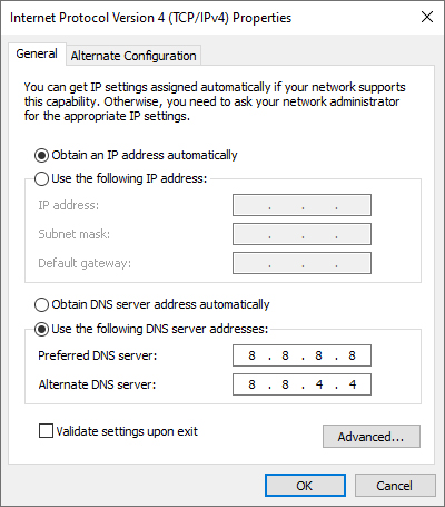 Ubah DNS Address