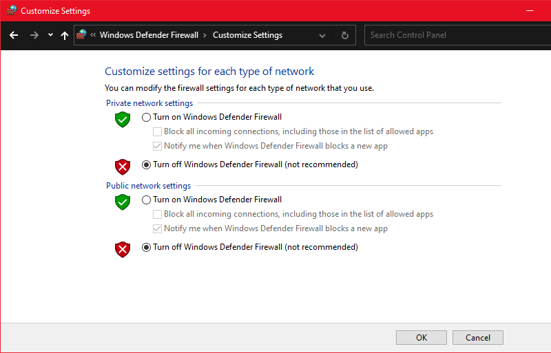 Defender firewall. Windows Defender Firewall. [ERRORCODE: 0x8009000d].