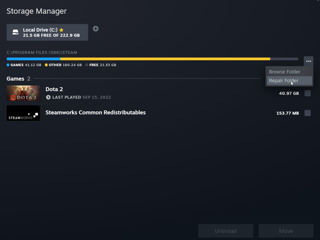 Perbaiki Folder Steam Library