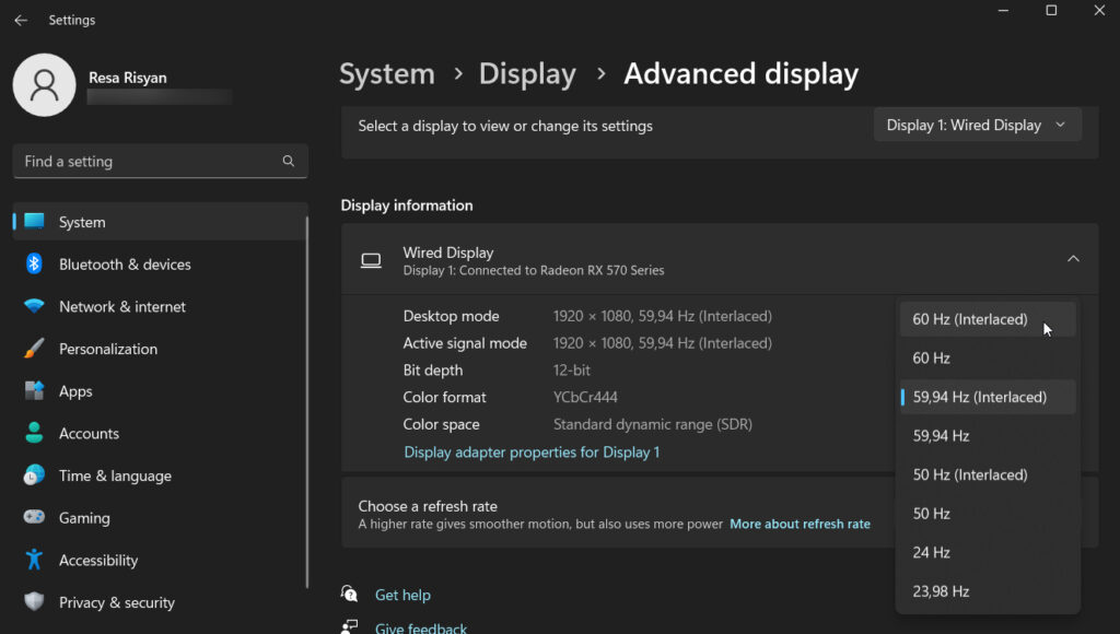 Turunkan Refresh Rate Monitor