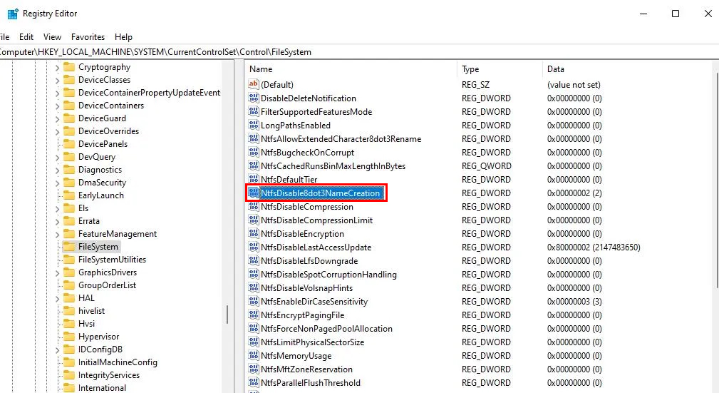 Registry Editor Window