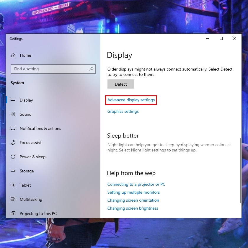 Advanced Display Settings